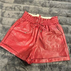 High waisted leather shorts